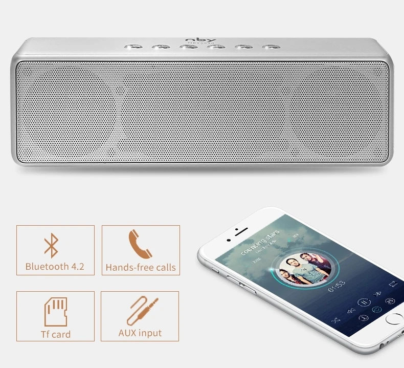 NBY5510 беспроводной портативный bluetooth стерео mp3 динамик 10 Вт двойной бас динамик 1200 мАч перезаряжаемый аккумулятор с TF картой FM rad