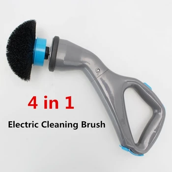 

4Pcs Cordless Scrubber Electric Cleaning Brush with Brush Heads Bathroom Surface Bathtub Shower Tile Brush EU Plug