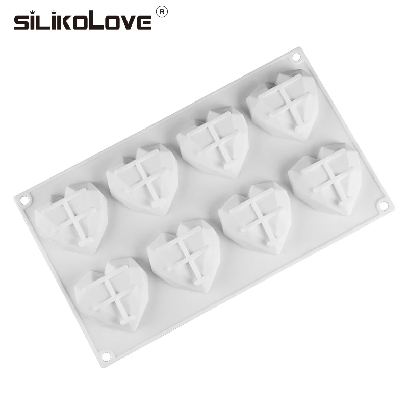 SILIKOLOVE 8 полости Алмазное сердце силиконовые формы для мыла для изготовления мыла DIY лоток ручной работы формы для мыла