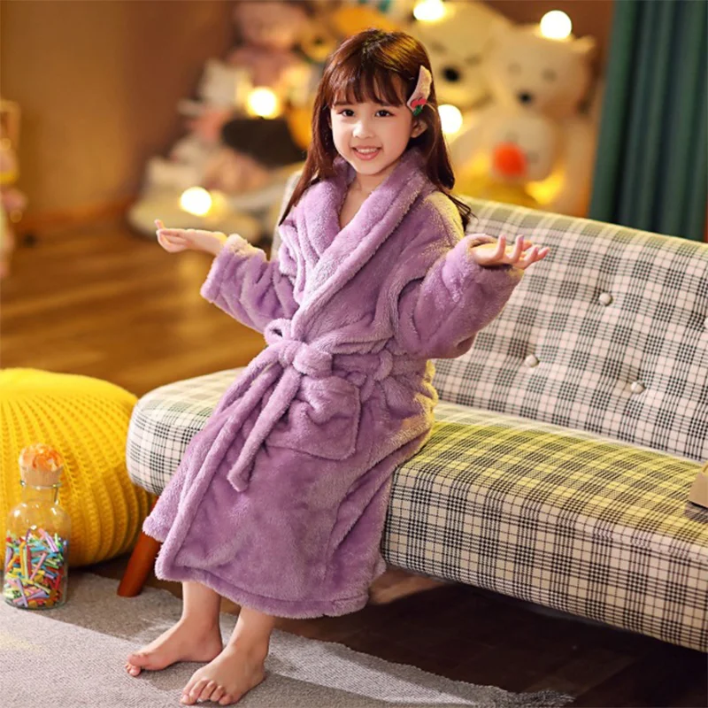 ULKNN Winter Children's Bathrobe Pajamas 2-14 Years