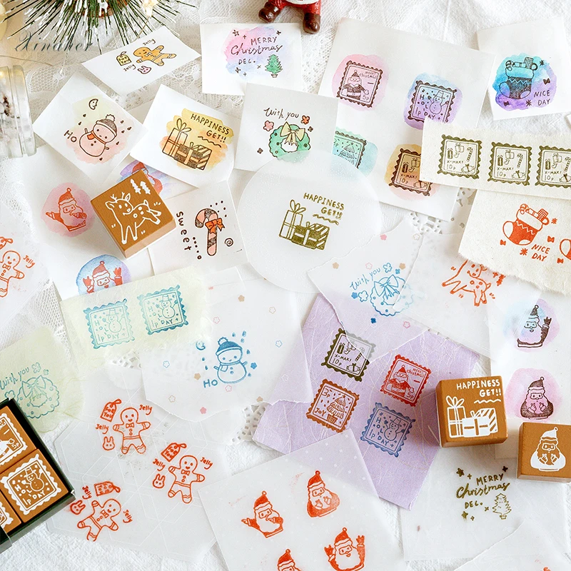 XINAHER Vintage Christmas socks deer stamp DIY wooden rubber stamps for scrapbooking stationery scrapbooking standard stamp