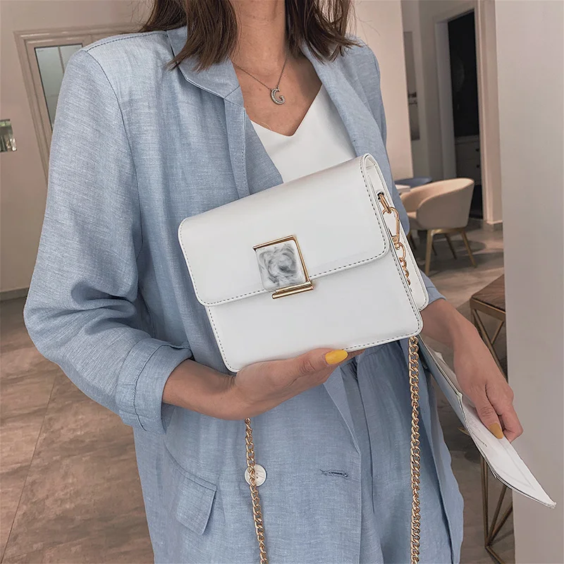 

2019 Small Chain Handbag Purse PU Handbag Lady Designer Shoulder Bag Solid Color Small And Delicate Messenger Bag