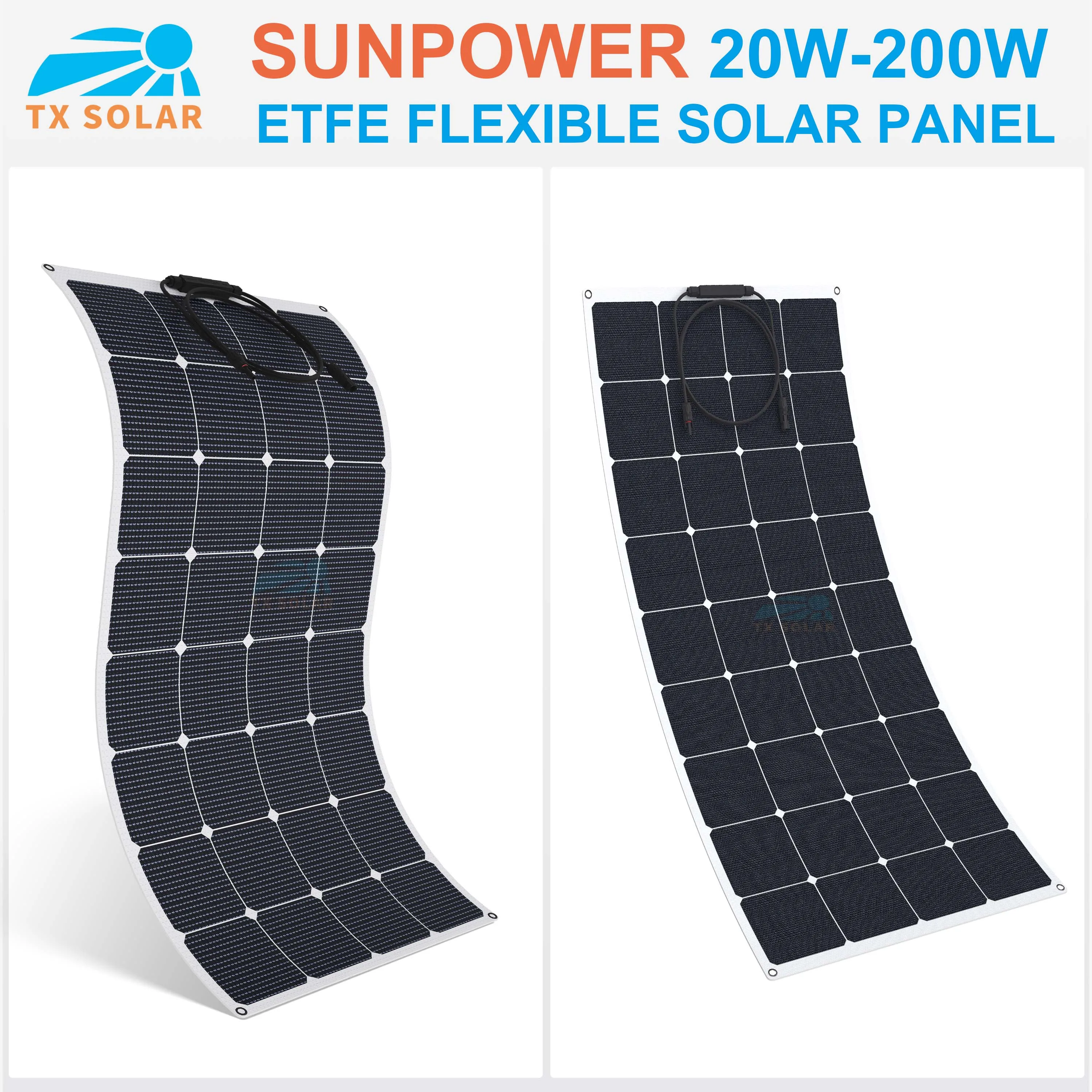 24% Pannelli Solari Flessibili Di Sunpower Etfe 20W-200W Di Alta Efficienza I Pannelli Solari Della Batteria 12 V