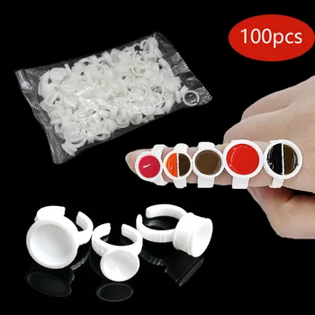 

100pcs Disposable S/M/L Tattoo Ink Rings Cups Permanent Makeup Pigment Holder Eyebrow Eyelash Extension Glue Divider Container