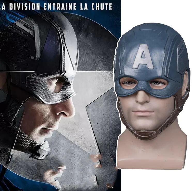 

Movie Captain America 3 Civil War Captain America Mask Cosplay Steven Rogers Superhero Latex Helmet Halloween For Men Party Prop