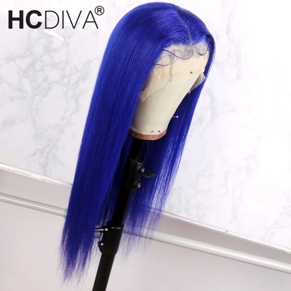 Blue Wig 13*4 Lace Front Wig 150% Straight Colored Human Hair Wig Blonde 613 Lace Wig Brazilian Remy Colorful Wig Pre Plucked