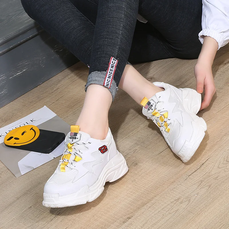 

Ktx-008 Elevator Shoes Korean-style Fashion Lace-up Mixed Colors Versatile Students Casual Sports Shoes Fashion Platform Shoes
