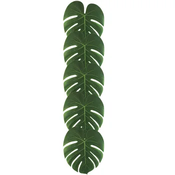 

48Pcs Large Artificial Tropical Palm Leaves, 13.8 By 11.4Inch, Hawaiian Luau Party Jungle Beach Theme Decorations for Table Deco