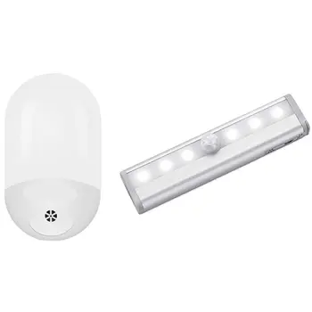 

2Pcs LED PIR Motion Sensor Smart Night Light AC 100-240V for Bathroom Home Lamp Lighting Bulb US Plug White