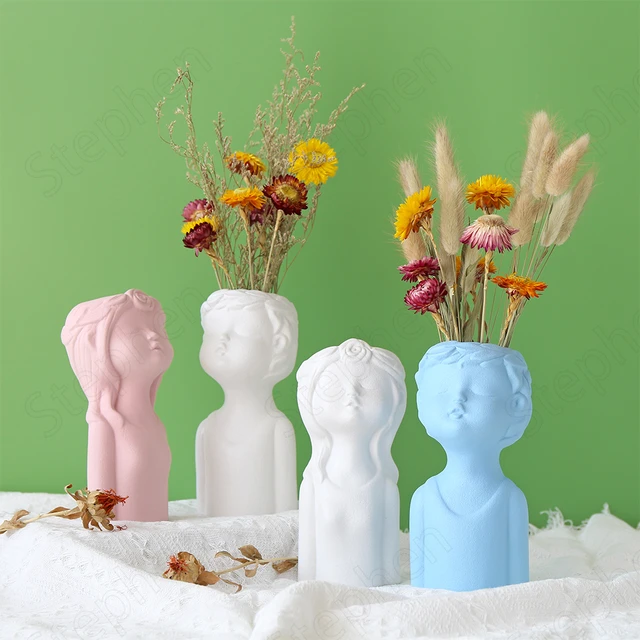 Scultura del viso vaso in ceramica vasi moderni nordici per fiori statua  della ragazza del ragazzo vasi di fiori secchi ornamenti decorativi  decorazioni per la casa - AliExpress