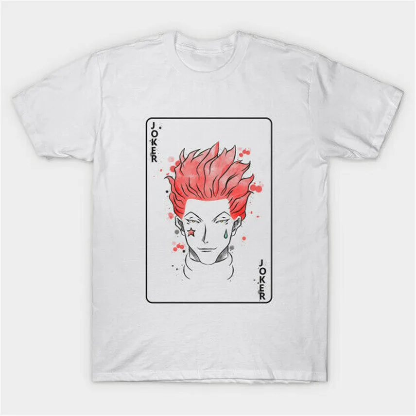 

Hunter X Hunter The Clown Hisoka Joker Card White T-Shirt For Manga Anime Fan Outfit Tee Shirt