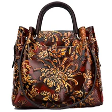 Ретро стиль натуральная кожа тисненая сумка через плечо верхний слой кожаная сумка