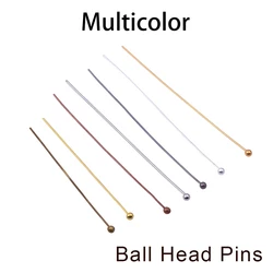 Gold Plated Ball Head Pins for Jewelry Making - 100-200 Pieces, Various Lengths (Multicolor 02)