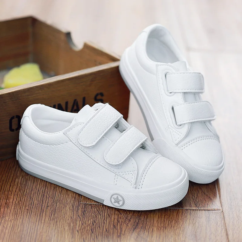

Crayon CHILDREN'S Shoes 2019 Children Microfiber Leather Shoes Autumn Solid Color Low Top Basic Men's White Shoes
