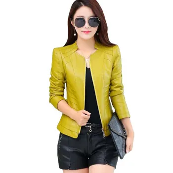 

2020 Spring And Autumn New Short Slim Women Leather Jacket Female Leather Coat Motorcycle Casual Plus Size 3XL Women's Clothing