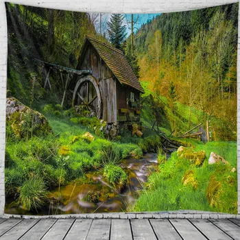 

The forest river cabin tapestry Indian Mandala HippieTapestry Wall Hanging Bohemian Gypsy Psychedelic Tapiz Witchcraft Tapestry