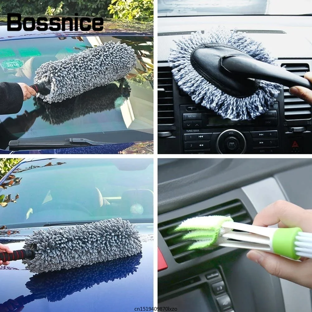  Microfiber Car Duster Extendable Handle Interior Exterior  Multipurpose Cleaning Car Brush Set of 5 : Automotive