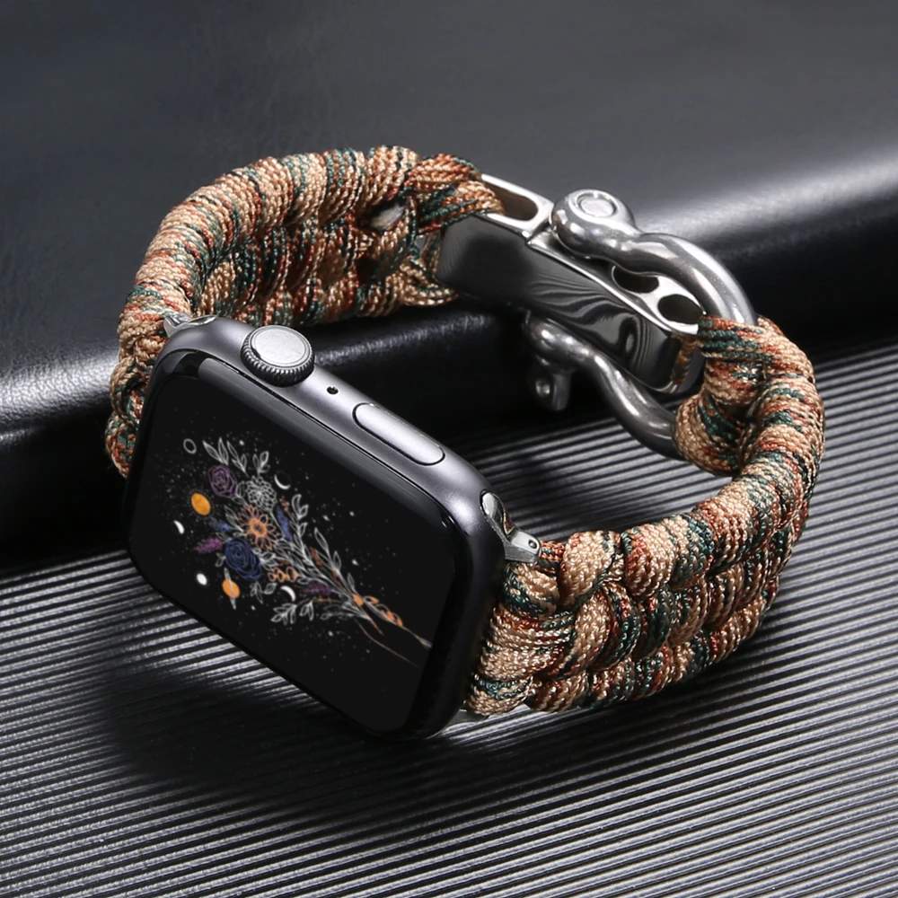 애플 워치 7 용 시계 스트랩, 밴드 시리즈 6, SE, 5, 4, 40mm, 44mm, 스포츠 나일론 로프 브레이드 팔찌, 아이워치 3, 38mm, 42mm, 41mm, 45mm