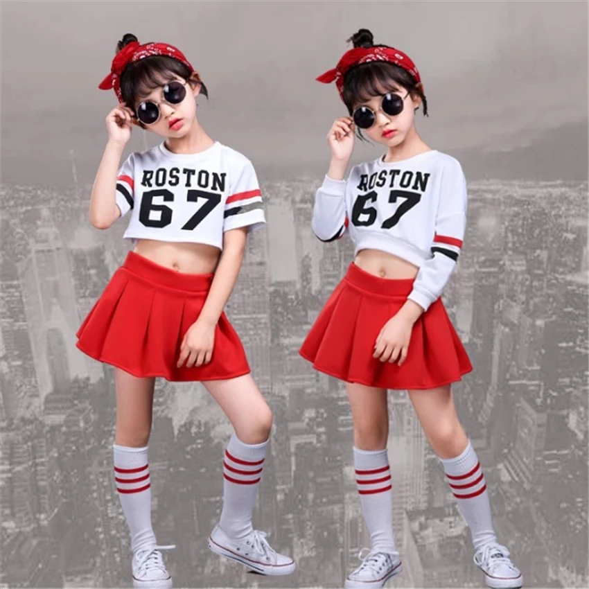 

Kids Cheerleader Dance Costume School Uniform Gymnastics Skirt for Girls Boy Children Jazz Stage Performance 110-160cm Clothing