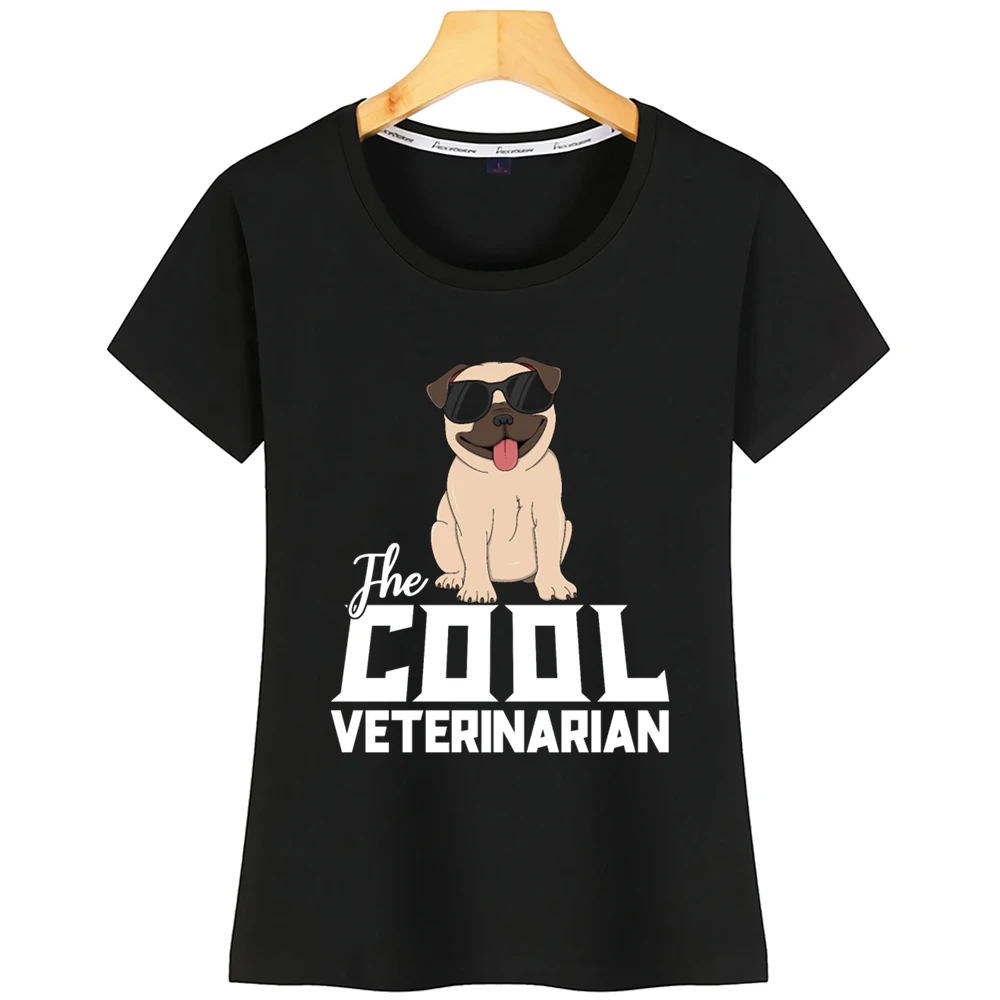 

Tops T Shirt Women The Cool Veterinarian Vet Tech Pug Veterinarian Funny White Custom Tshirt