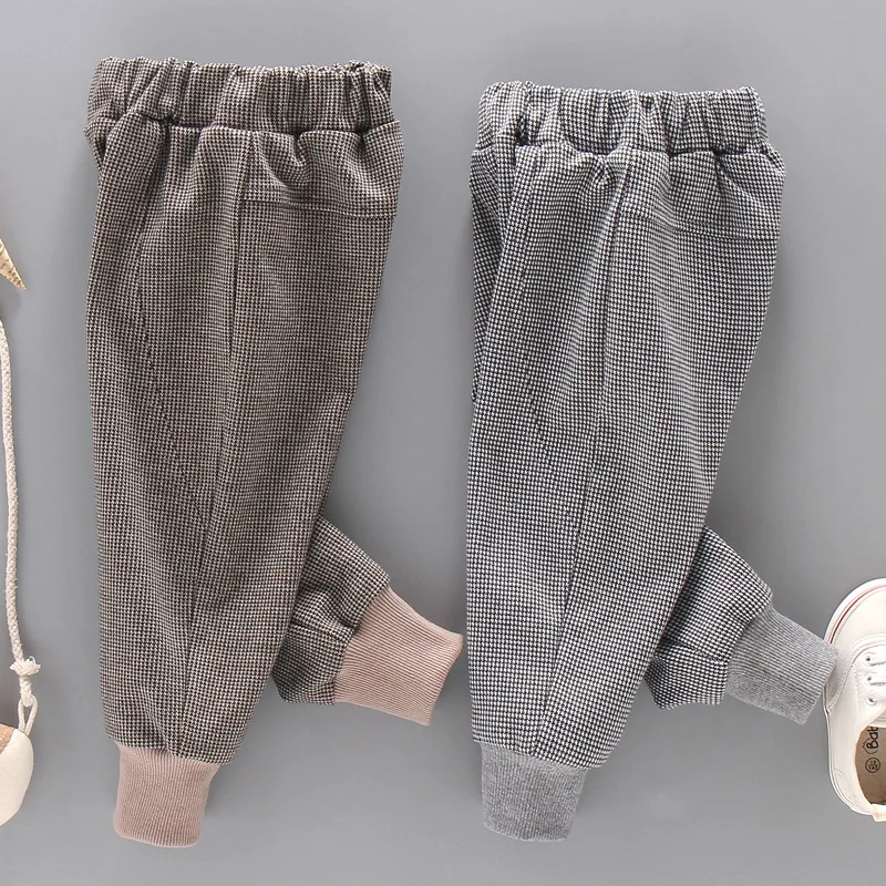 Spring New Style Korean-style Crawler Plaid Trousers Children Simple Paragraph Casual Pants Athletic Pants Fashion