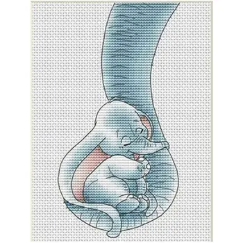 

Baby elephant on the trunk patterns Counted Cross Stitch 11CT 14CT DIY Chinese Cross Stitch Kits Embroidery Needlework Sets