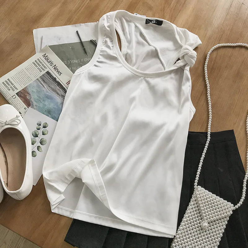 

Stock WOMEN'S Dress Overstock 2019 Korean Trend Simple Tops Solid Color Versatile Elegant Vest 12.10