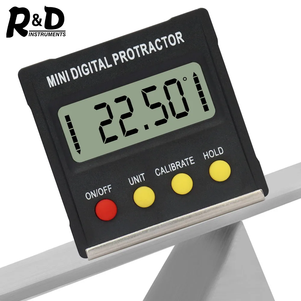 R&D 360 Degree Mini Digital Protractor Inclinometer Electronic Level Box Magnetic Base Measuring Tools afbeelding