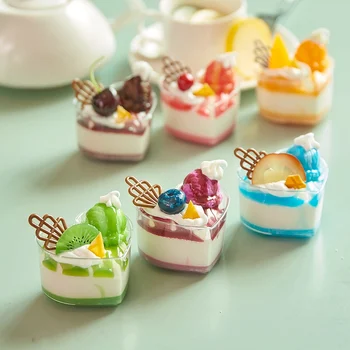 

6pcs/Set Simulation cake model heart-shaped ice cream cup ice cream food food shooting props shop window sample decoration
