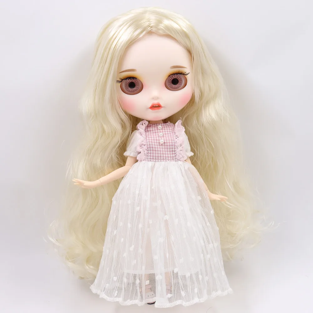 ICY Nude Blyth Doll No. BL6025 Blonde hair Carved lips Pouting mouth Matte customized face Joint body 1/6 bjd