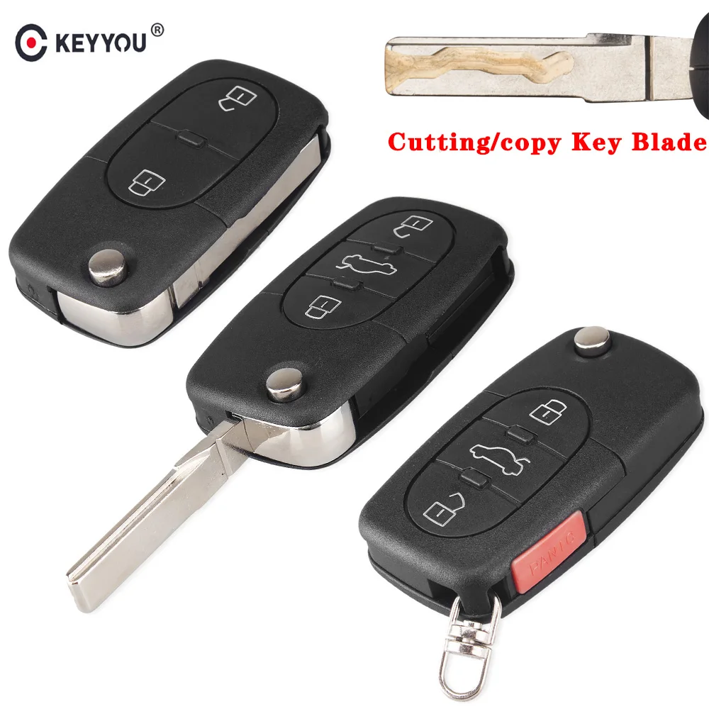 Дистанционный ключ KEYYOU Cut/Uncut HU66 с лезвием для Audi A2 A3 A4 A6 A8 TT чехол брелока 4D0 837 231 K 3