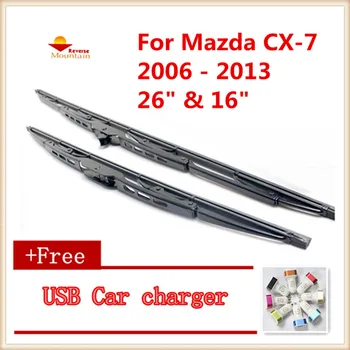 

2pcs/lot Car windshield wiper Blade U-type Universal For Mazda CX-7 ( CX7 ) Fit Hook Arms 2006-2013 26" & 16"