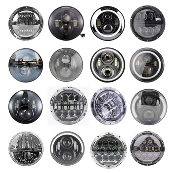 

2Psc 7 Inch LED Headlight H4 Hi-Lo With Halo Angel Eyes For Lada 4x4 urban Niva Jeep JK Land rover defender Hummer