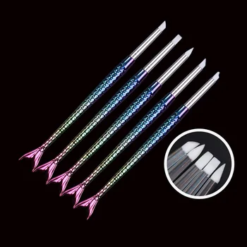 

Nail art brushes New style mermaid nail art silicone fishtail pen plastic tip pen clay soft clay rubber pen brush for manicure