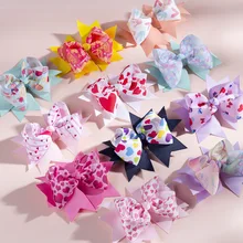

Valentine's Day Children Dress Up Bow Hairpin Girls Double Bow Love Unilateral Hair Clips Baby Accessories Hair Clip
