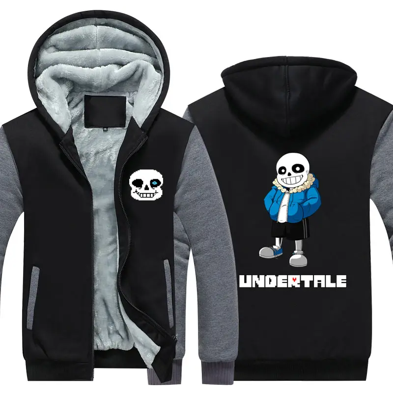 Undertale Sans Череп Толстовка Куртка пальто зима флис толстые теплые толстовки с длинным рукавом размера плюс