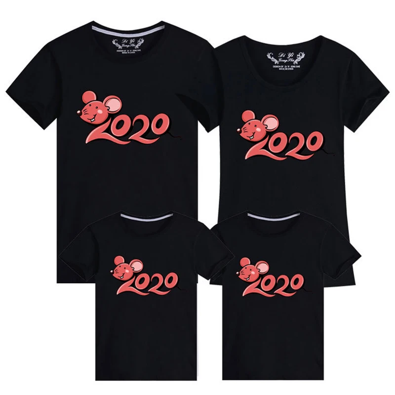 

CYSINCOS Family Matching Clothes 2020 New Year Summer Print T-shirt Mommy and Daughter Father and Son Clothes Family Look