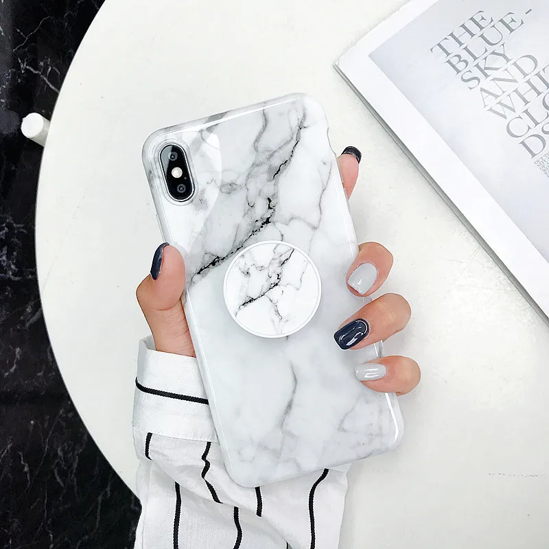 Для iPhone X XS XR XS MAX marble чехол для iPhone 7 8 6S 6 Plus Мягкий Силиконовый ТПУ с подставкой держатель для телефона задняя крышка бампера