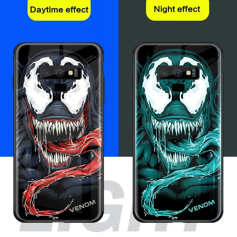 

Marvel Luminous Case For SamSung Galaxy S8 S9 S10 PLUS 5G NOTE 8 9 NOTE10Pro Glowing Glass Cover For huawei P30 Mate20 RRO Coque