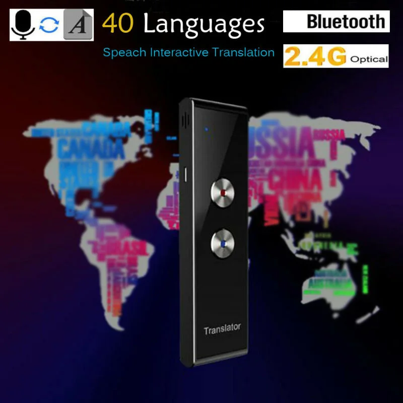 T8 портативный Bluetooth Smart 43 языков 2,4G переводчик двухсторонний в режиме реального времени голосовой абсолютно и высококачественный