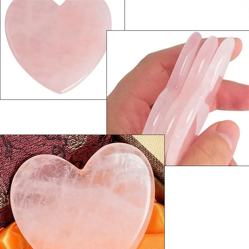 Rose Quartz Jade Guasha Board Natural Stone Scraper Chinese Gua Sha Tools For Face Neck Back Body Acupuncture Pressure Therapy