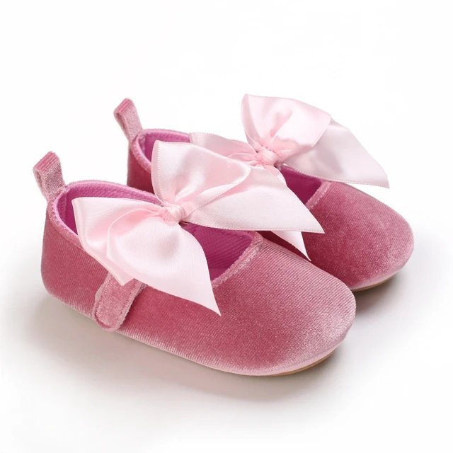 Infant Newborn Baby Girls Princess Non-Slip Floral Border Shoes Toddler Baby Soft PU Leather Prewalker Shoes Solid First Walkers B289 Pink