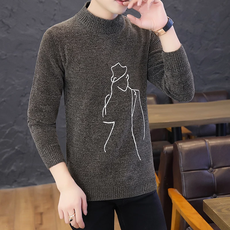 2019 autumn winter male sweater Korean version handsome student round neck knitted youth men's Cartoon clothing pullover Black 2019 autumn winter male sweater Korean version handsome student round neck knitted youth men's Cartoon clothing pullover Black