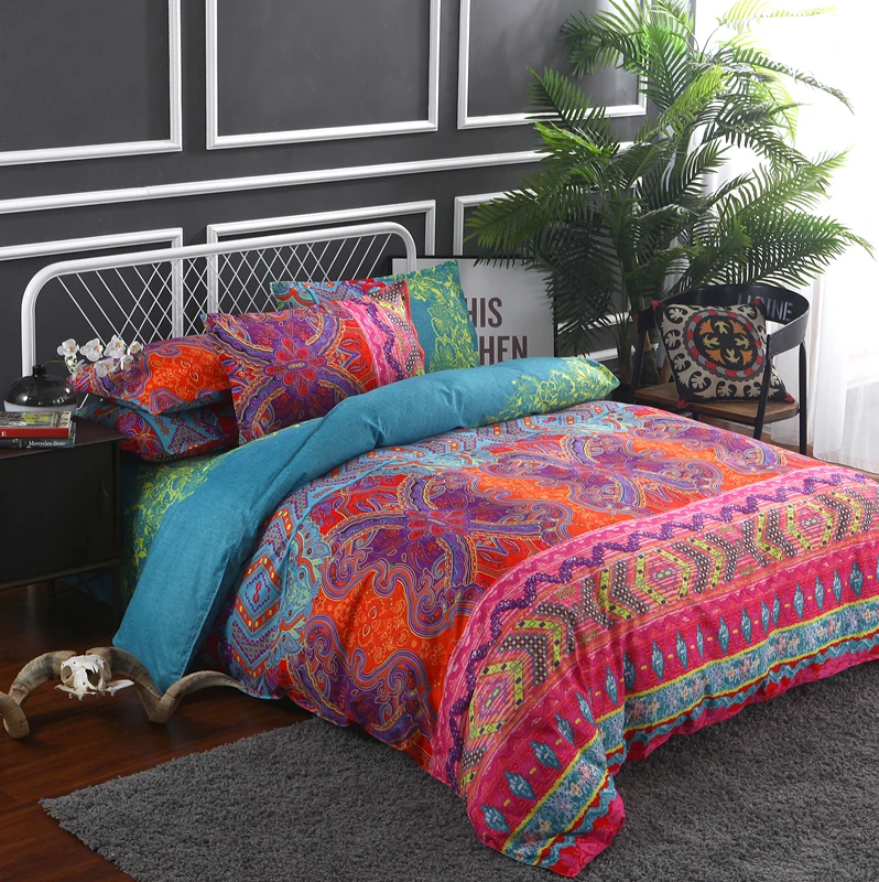 Yi chu xin 3d Bohemian Bedding set queen size boho Duvet Cover set Pillowcases 2/3pcs bed set 