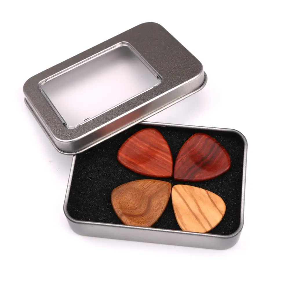 Yiwa Wooden Guitar Picks + 1pcs Storage Box Case Plectrums Set for Bass Ukulele Banjo Accessories Guitarra Gifts | Спорт и
