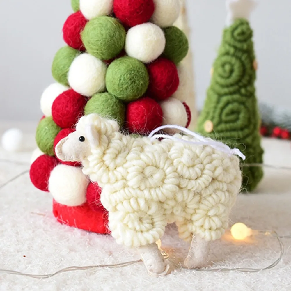 Рождественская елка, украшение ручной работы, курчавая Овечка, подвеска, подвесное украшение, войлок, овечка, украшение для дома, Рождественское украшение, подарок в скандинавском стиле