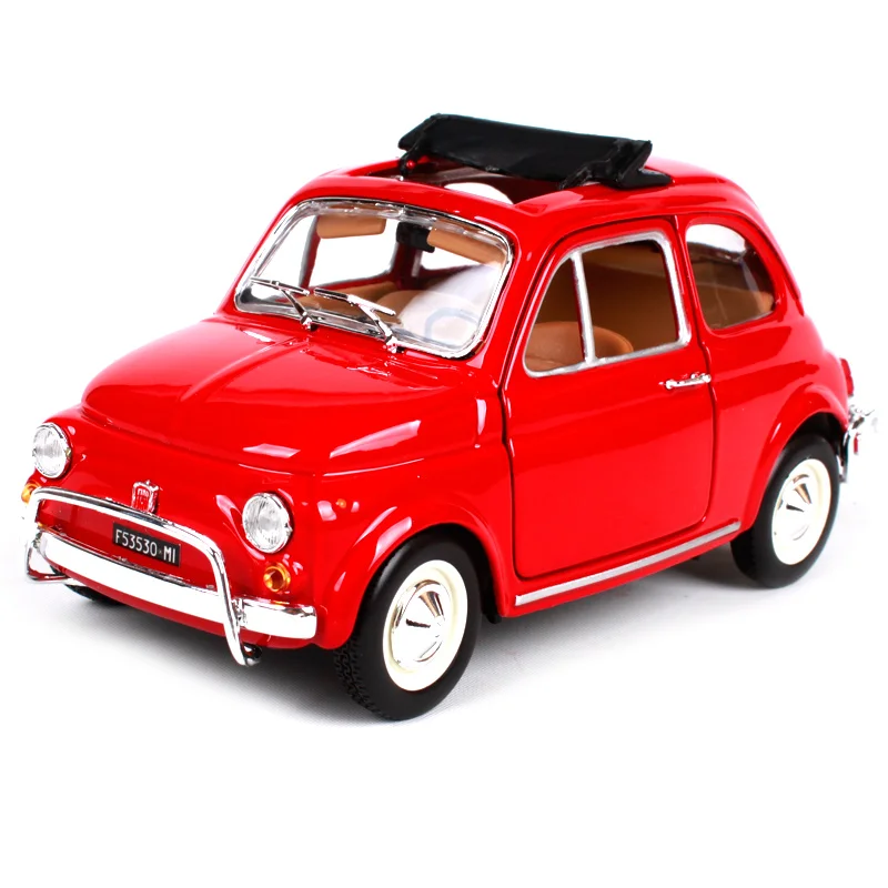 Bburago 1:24 1968 Fiat 500l красный желтый автомобиль литья под давлением 135*62*67 мм открытые