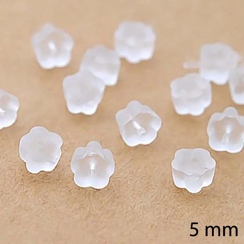 

5mm 100pcs Large Silicone Rubber Plastic Earring Stopper Safety Backs Flower Ear Plugs Jewelry Finddings Components