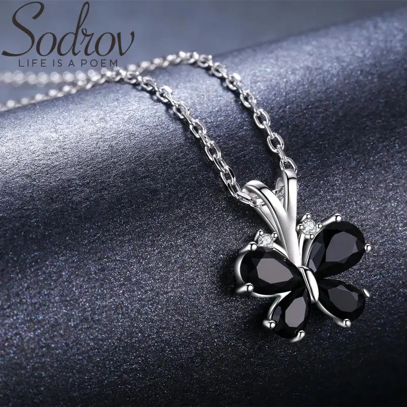 SODROV Новое романтическое 925 пробы Серебряное ювелирное ожерелье с бабочкой для женщин черный корешок женский подарок KK016