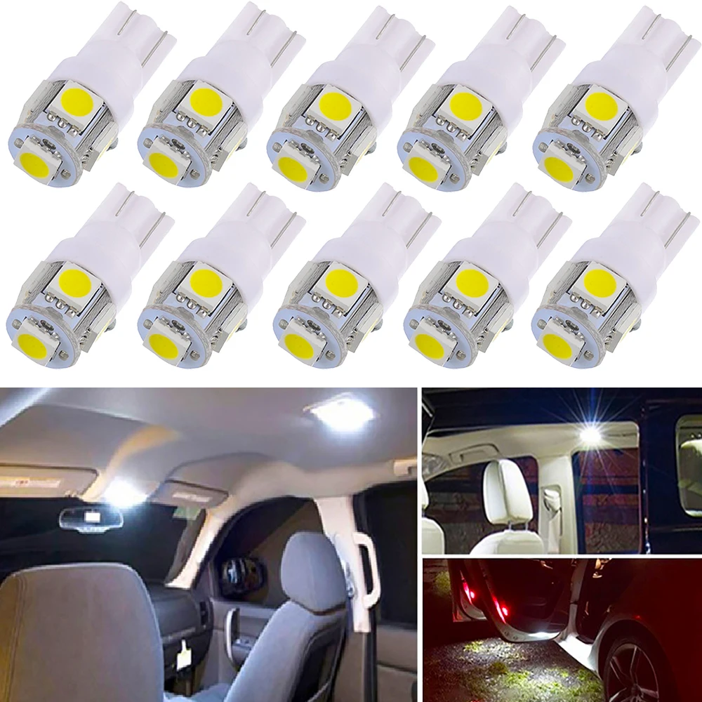 10X Led W5W T10 Светодиодная Лампочка 5050 SMD Автомобильный Клин лампа для Renault Duster Megane 2 3 Logan Clio Fluence Captur Sandero Laguna